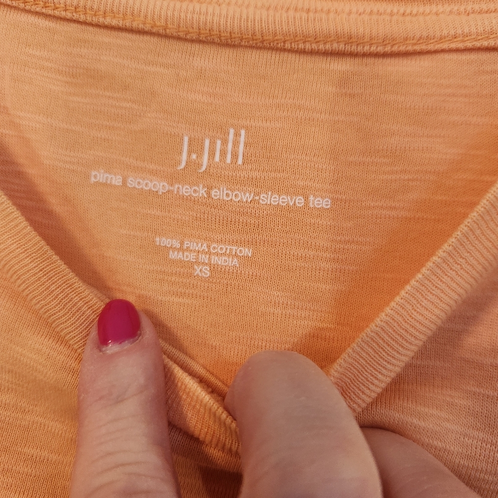 J. Jill Scoop-Neck Elbow Sleeve Pima Cotton T-Shirt, Size XS - Picture 3 of 5